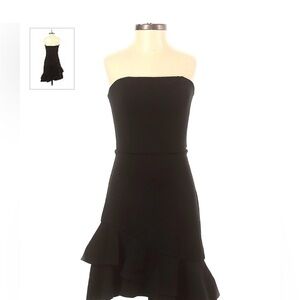 Amanda Uprichard Black Ruffle Strapless Dress XS